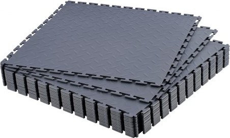 VEVOR PVC Garagenboden 16er-Pack in Graphitgrau, rutschfeste Klick-Verlegung mit Diamantplatte für Werkstatt und Industrie, B/T/H: 51,3 x 51,3 x 0,5 cm - Bild 1