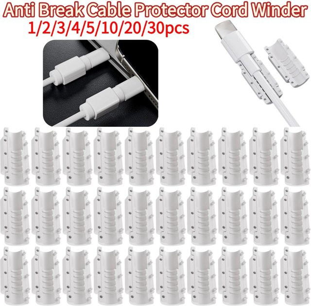 Anti-Break Silikon Kabelschutzhülle für Apple USB-C und Micro USB Ladegeräte in Weiß - Bild 1