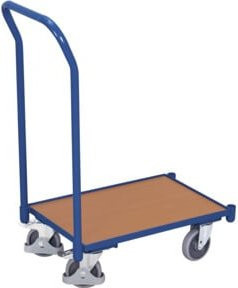 VARIOfit Euro-System-Roller mit Boden (10 mm Rand) und Schiebebügel in Blau und Stahl aus Kunststoff - Bild 1
