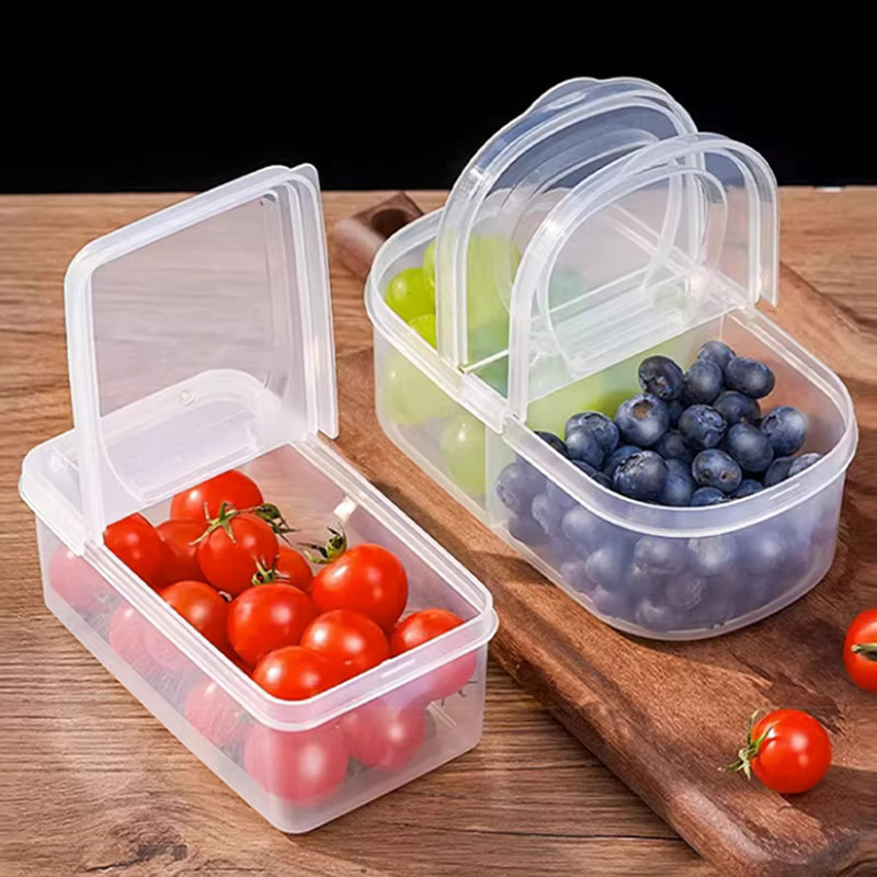 Transparente Obst- und Gemüse-Aufbewahrungsbox aus Kunststoff mit Unterteilungen und Snap-Lid für Küche und Kühlschrank - Bild 2