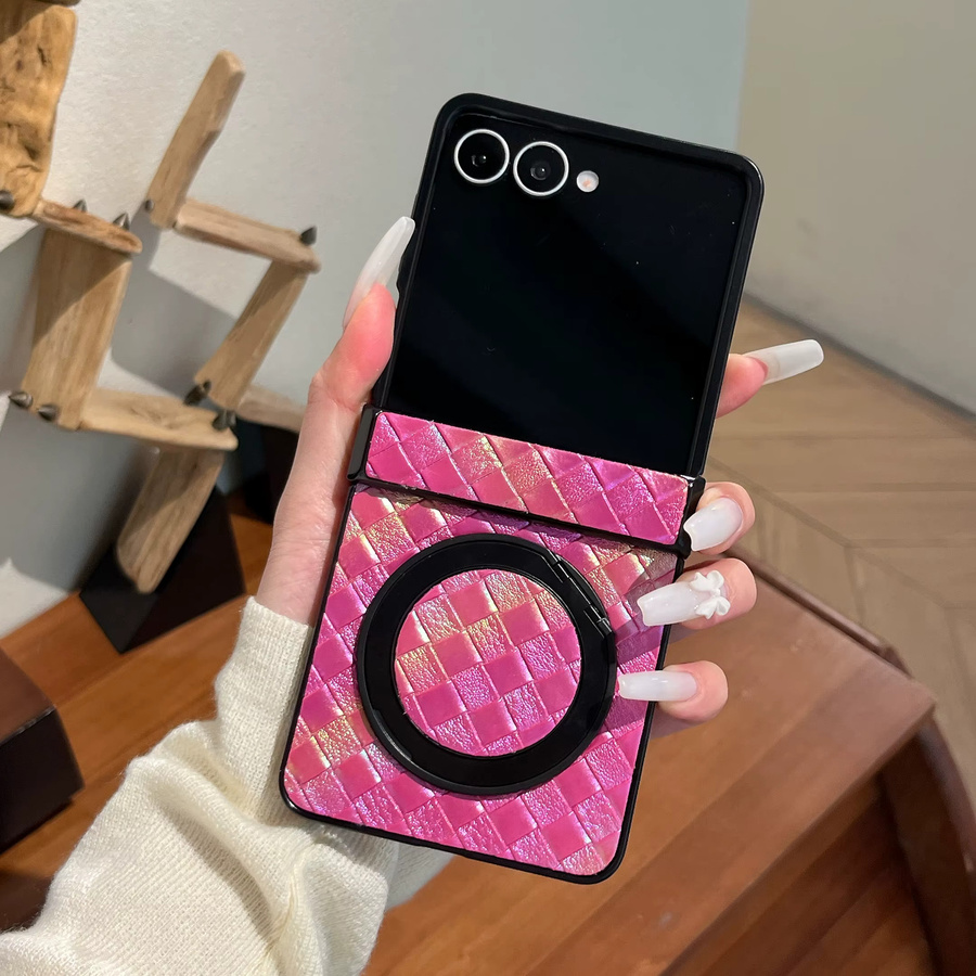 Samsung Z Flip Handyhülle mit buntem Webmuster und Magnetring-Ständer, kompatibel mit den Modellen Z Flip 7, 6, 5, 4, 3 und FE, Farbe: Mehrfarbig - Bild 1