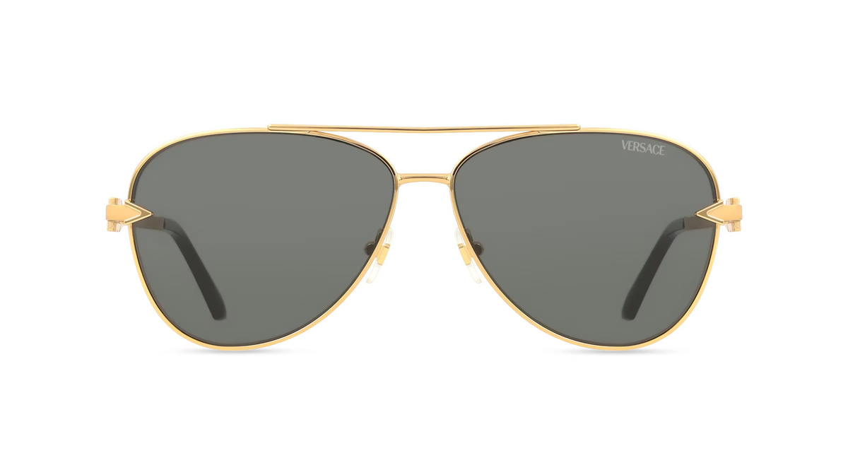 Versace VE2283 Sonnenbrille Pilot, Vollrand, Metall, gold, grau, Herren - Bild 1
