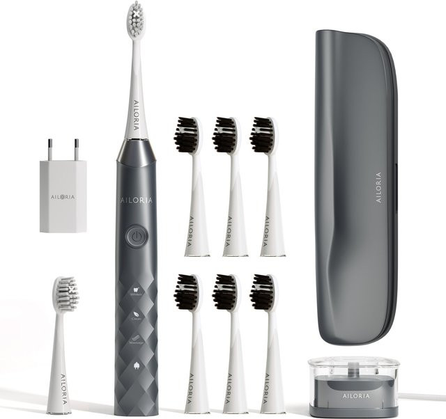 AILORIA USB-Schallzahnbürste Shine Bright Set, grau - Bild 1