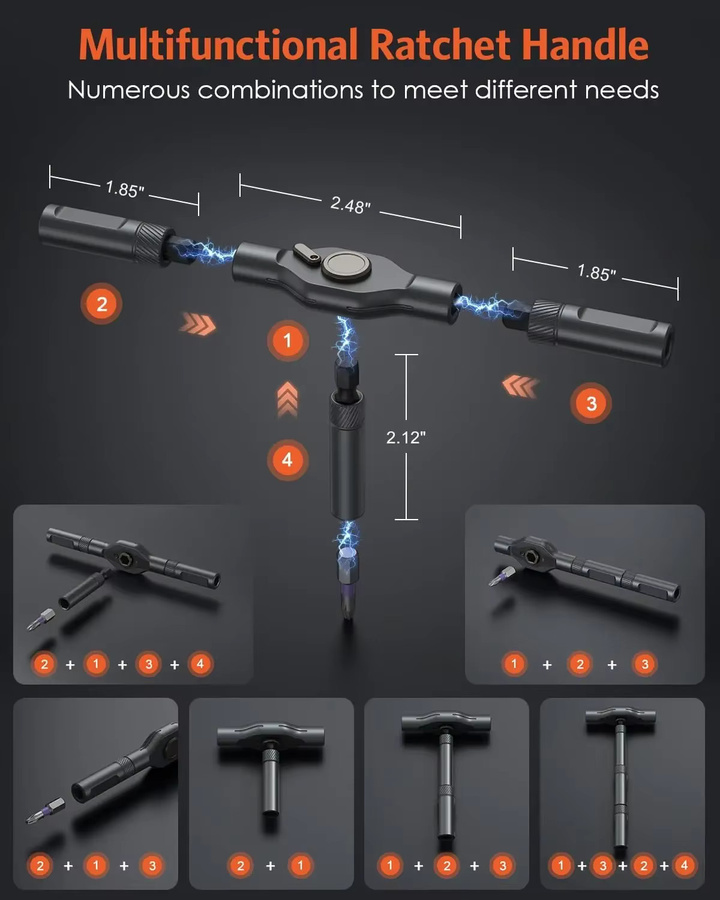 42-in-1 Ratschenschraubendreher-Set mit magnetischen Bits und Metall-Hebelstange für DIY-Reparaturen und Möbel - Bild 1