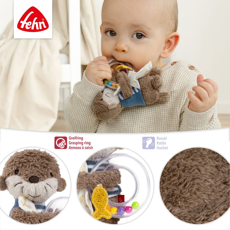 Fehn Otter Geschenk-Set, Schmusetuch, Spieluhr & Greifling, 3-teiliges Set - Bild 4