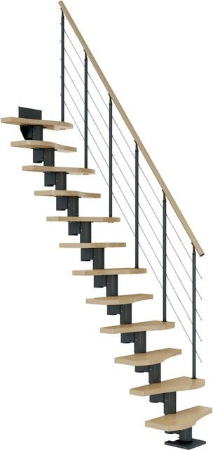 Dolle Mittelholmtreppe Basel Ahorn Anthrazit variabel bis 315 cm Höhe, Breite: 64 cm - Bild 1