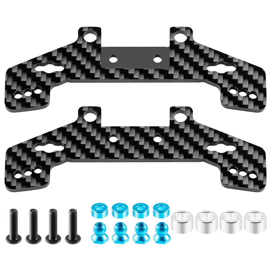 YEAHRUN Shock Towers Halterung Vorne und Hinten, Carbon Fiber, Tamiya TT02 1/10 RC Drift Auto Zubehör - Bild 2