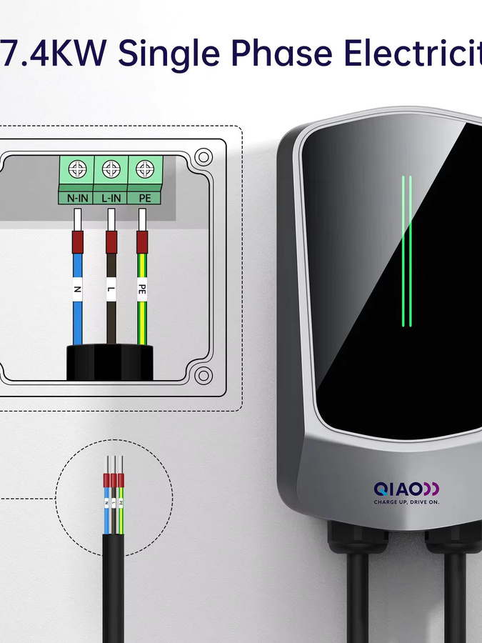 QIAO Typ2 Plug-and-Charge Ladegerät für Elektrofahrzeuge, wandmontierte Heimladestation nach europäischem Standard - Bild 6