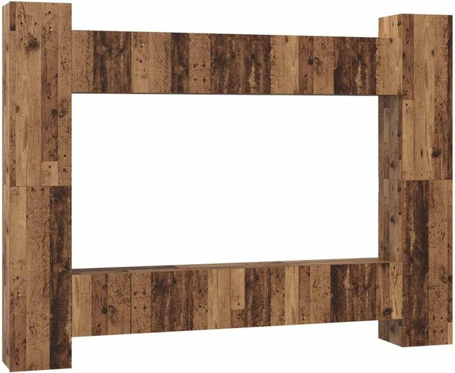 vidaXL TV-Schrankset aus Holzwerkstoff in Braun, 10er Set Wandmontierte Schränke für das Wohnzimmer, B/T/H: 30,5 x 30 x 90 cm - Bild 1