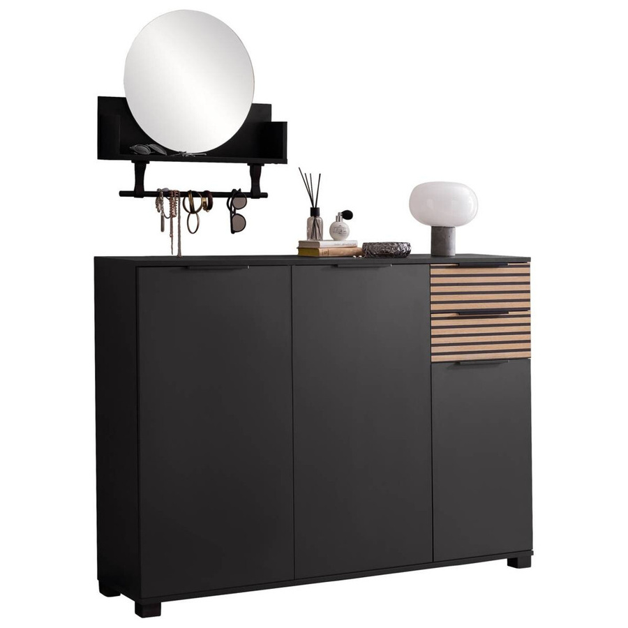 Schuhschrank Alexa Möbelpartner Schwarz Matt B/H/T: 141,9 x 105,5 x 35 cm - Bild 3