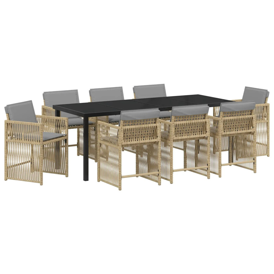 vidaXL Garten Essgruppe aus Poly-Rattan in Beige mit Tisch und 8 Stühlen - Bild 2