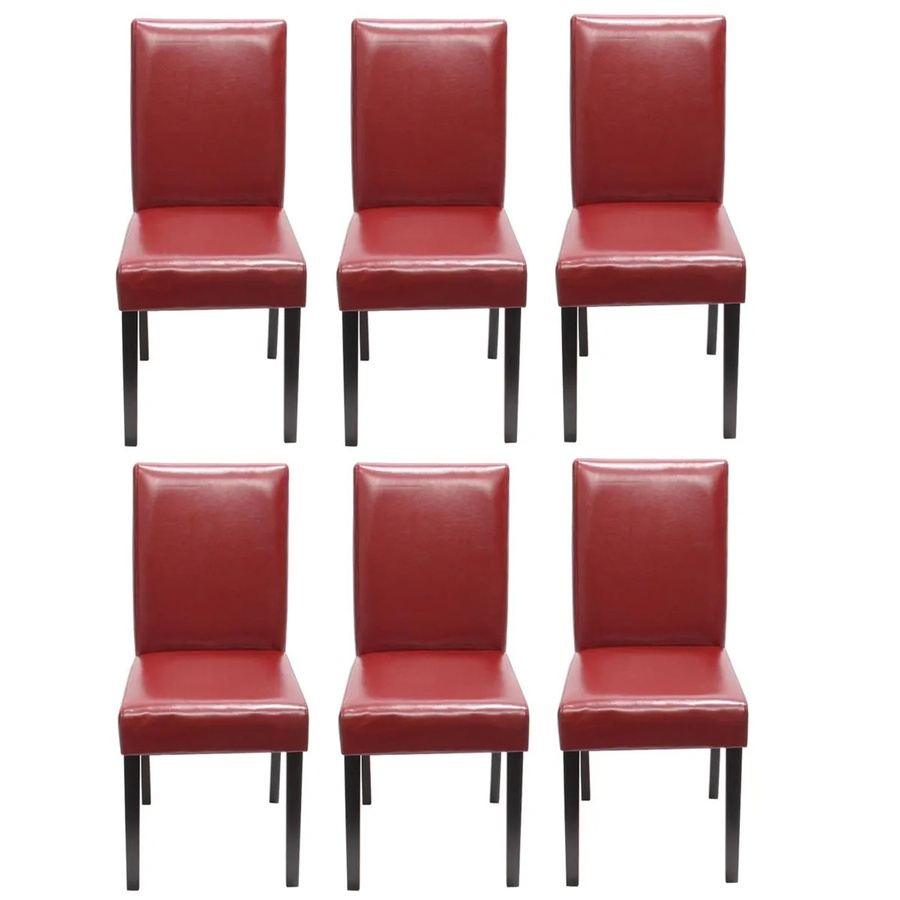 CHEFGASTRO Esszimmerstuhl 6er-Set in Rot mit Kunstleder und Buchenholzbeinen, B/T/H: 90 x 43 x 56 cm, Sitzhöhe: 45 cm - Bild 2