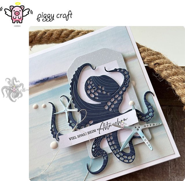 Piggy Craft Metall-Stanzform Oktopus in Blau für Papierhandwerk und Scrapbooking - Bild 1