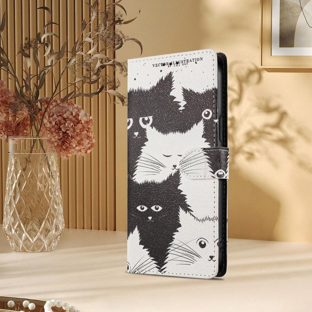 Leder Klapphülle mit Schmetterlingsblumen-Design für Samsung Galaxy S25 S24 S23 S22 S21 S20 Ultra FE Plus Edge in Weiß - Bild 1