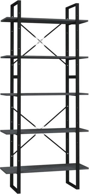 vidaXL Bücherregal im Industrial Design aus Kiefernholz und Metall, Grau, B/T/H: 80 x 30 x 175 cm - Bild 1