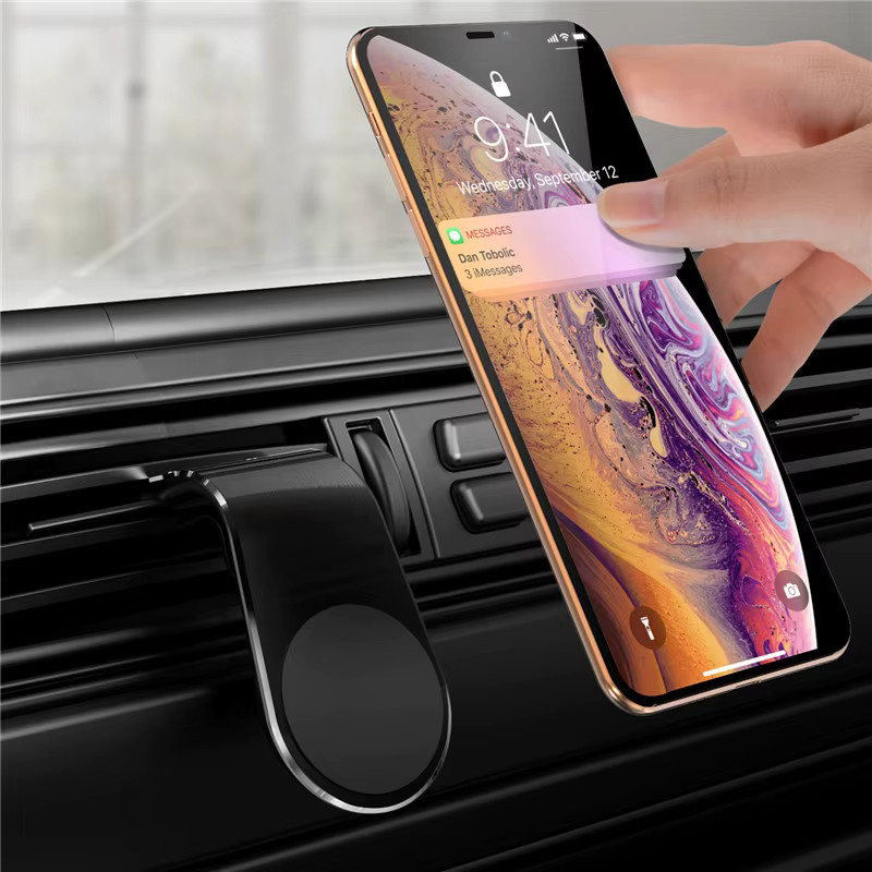 Magnetischer L-förmiger Autotelefonhalter für Smartphones und GPS in Schwarz - Bild 4