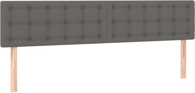 vidaXL LED Kopfteil in Grau aus Kunstleder mit USB-Ladeport, B: 200 cm, T: 5 cm, H: 78-88 cm - Bild 1