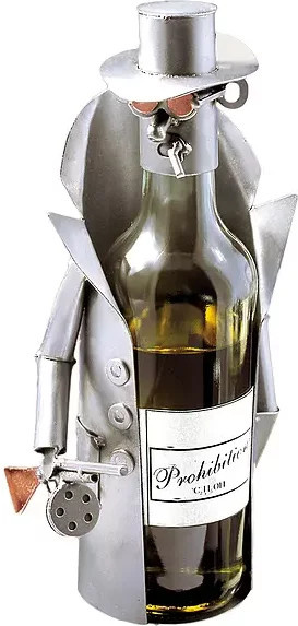 Weinflaschenhalter Al Capone von Hinz & Kunst in Silber aus Metall im Retro-Design - Bild 1