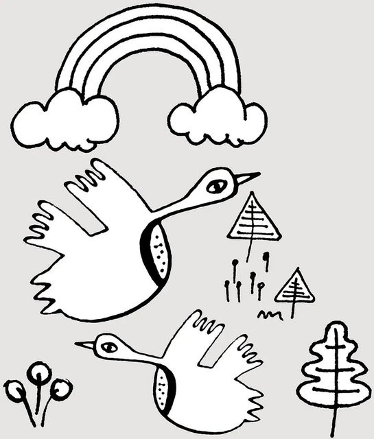 Komar Wandbild Scribble Birdy Paper Poster Multicolor B: 50 cm, H: 70 cm - Bild 1