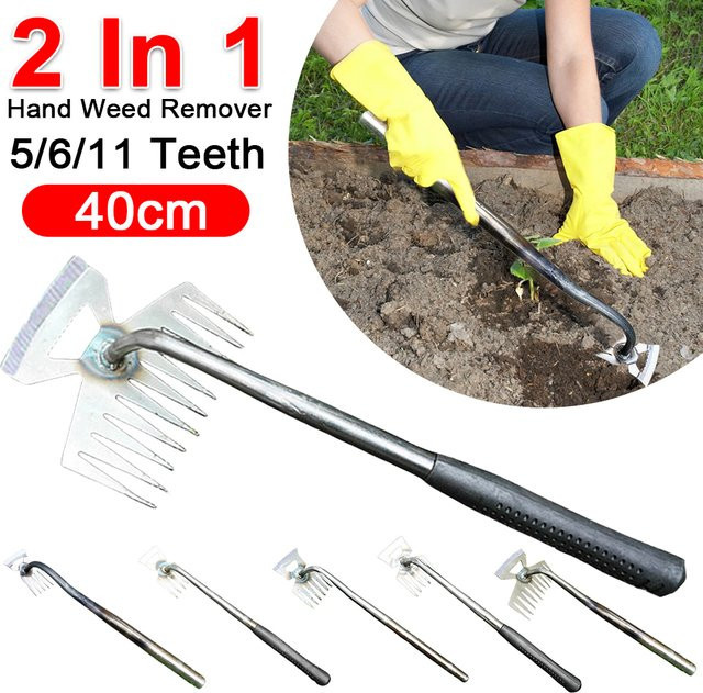 APWIKOGER 2 in 1 Unkrautentferner mit ergonomischem Griff, manuelle Unkrautgabel und Gartenschaufel in Blau und Silber - Bild 1