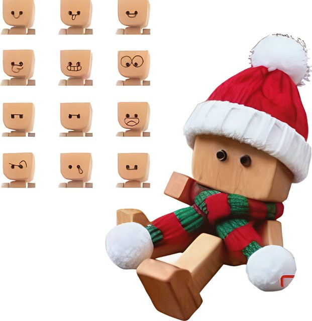 BoFaCarry Handgefertigte Weihnachtsmütze Holzpuppe mit schüttelnden Füßen als Dekoration für Auto Armaturenbrett oder Desktop in Mehrfarbig - Bild 1