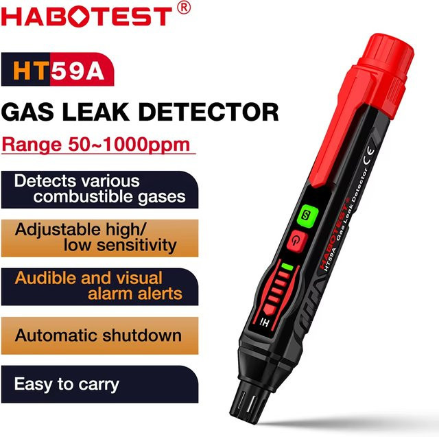 HABOTEST HT59A Erdgasdetektor mit akustischem und visuellem Alarm als tragbarer Gasdetektor zur Lokalisierung brennbarer Gasquellen für den Haushalt - Bild 1