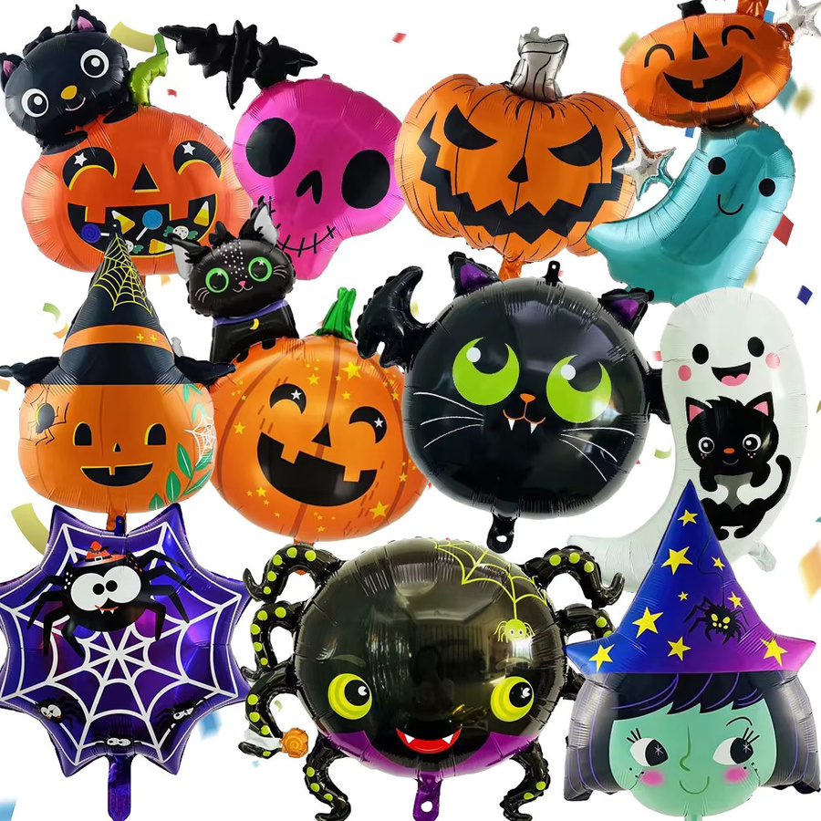 XQYY Halloween Heliumballons aus Aluminiumfolie in Multicolor mit Pumpkin, Spider und Ghost Motiven - Bild 5
