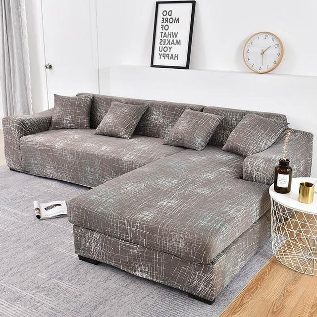 Elastischer Stretch-Sofabezug für L-förmige Ecksofas und Chaiselongues von Binchi Outdoor Equipment in Grau - Bild 1
