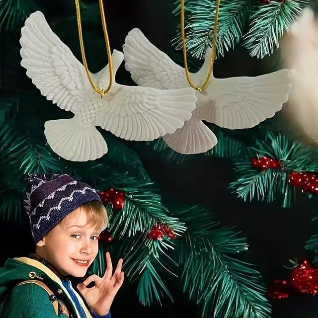 JETTING Weihnachtsbaum Ornament Freundschaftstauben aus Harz in Weiß - Bild 1