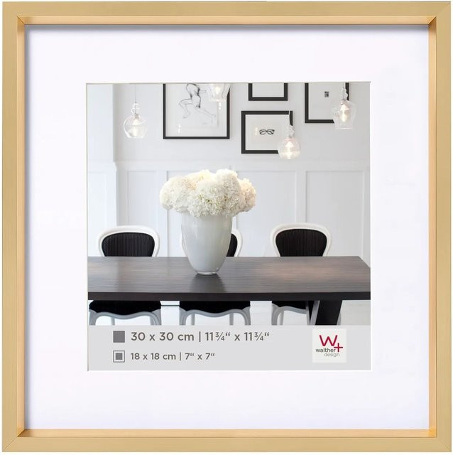 Walther Design Steel Style Kunststoff Bilderrahmen Gold, B/H: 30 x 30 cm für 10 x 15 cm Fotos - Bild 1