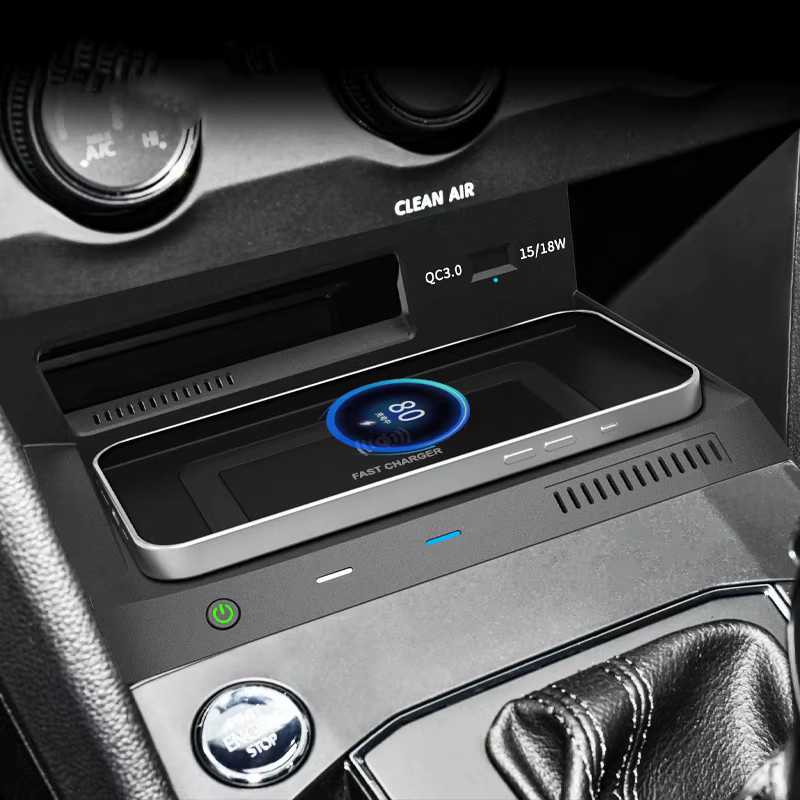 Carinway Drahtloses 15 Watt Handy-Ladegerät und Ladehalterung für VW Tiguan MK2, Tiguan Allspace und Tharu, Schwarz - Bild 2