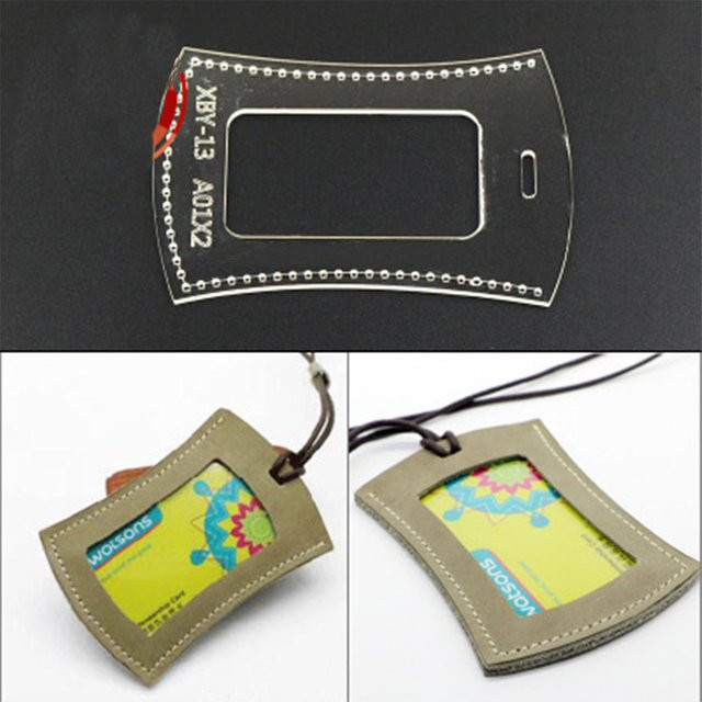 Yommid Acryl Schablone für handgefertigte Leder-Kartentaschen, transparent, B/H: 11,0 x 7,0 cm - Bild 1