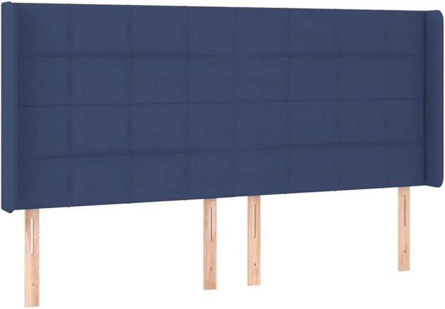 vidaXL Kopfteil mit Ohren in Blau aus Stoff, B/T/H: 203 x 16 x 118/128 cm - Bild 1