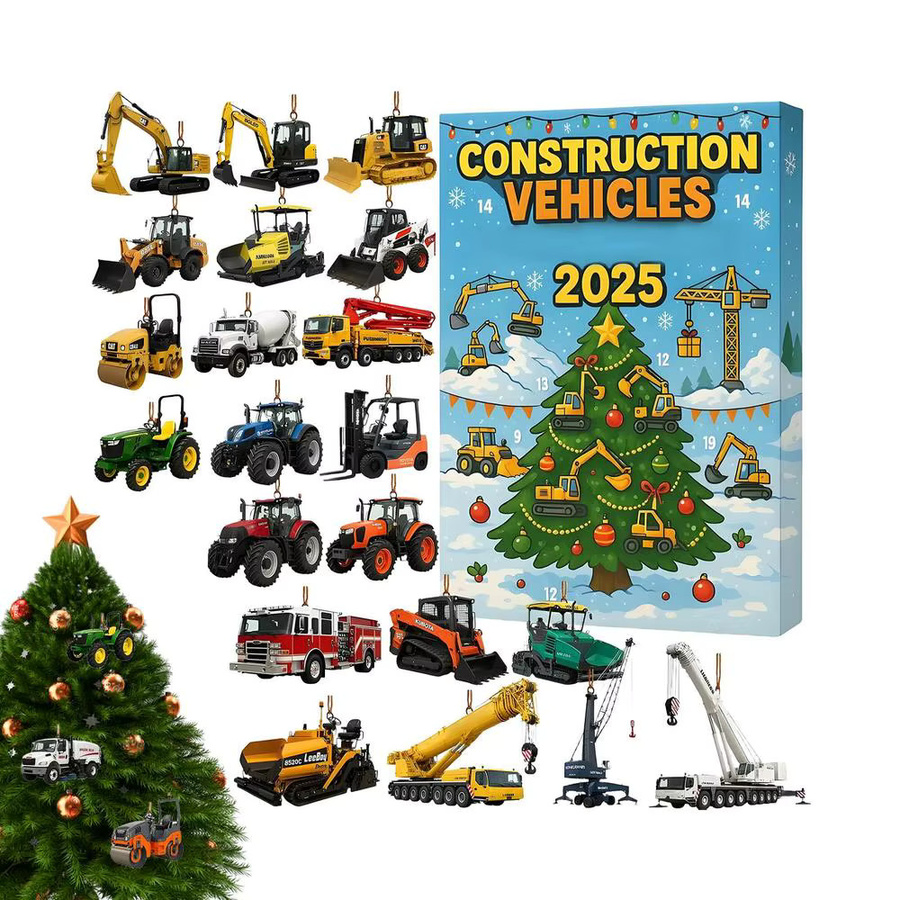 Heavy Equipment Adventskalender aus Acryl mit Bagger und Baufahrzeugen, 24-Tage-Weihnachts-Countdown-Kalender, Mehrfarbig - Bild 5