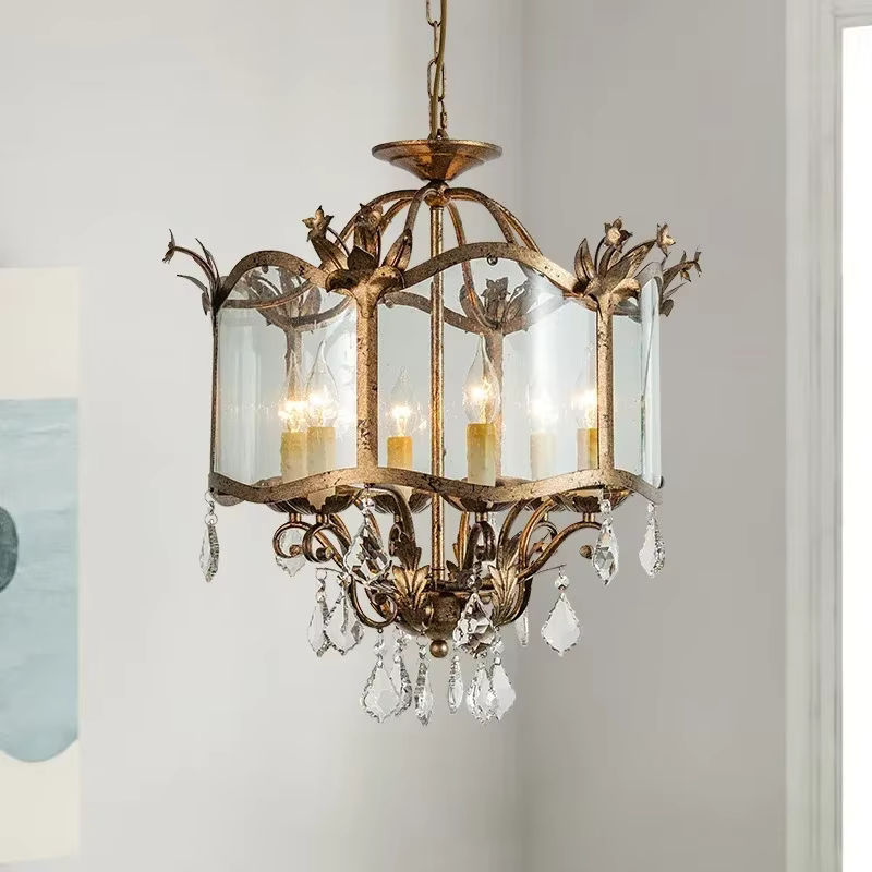 JIANKEXING Retro-Kristall-Pendelleuchte in Gold/Messing mit warmweißem LED-Licht für Wohnzimmer, Schlafzimmer und Küche - Bild 3