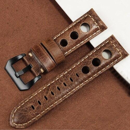 Uhrenarmband Leder, Schwarz, Unisex - Bild 1