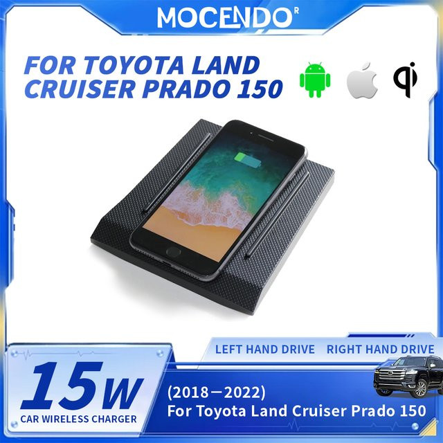 MOCENDO QI Schnelles kabelloses Ladegerät 15W für Toyota Prado 2018-2022, Verstecktes Dashboard Handy Lade-Pad, Schwarz - Bild 1