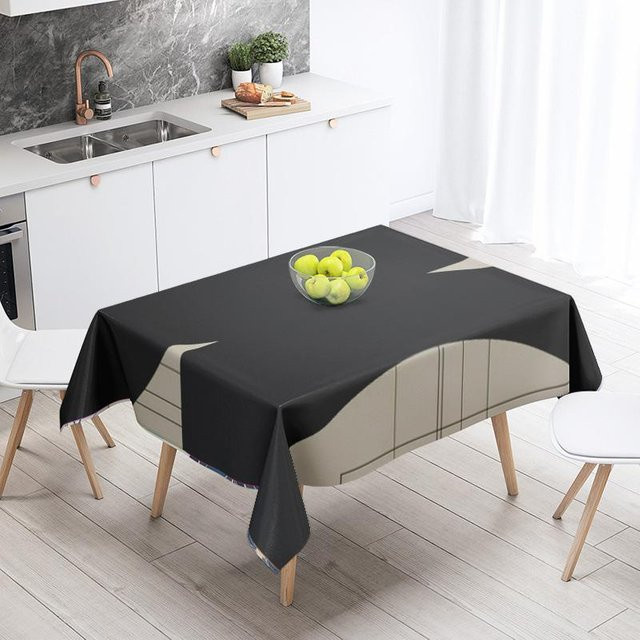 Abstrakte geometrische Tischdecke von JMG Household Supplies in Schwarz, wasserabweisend und modern, B: 140 cm, L: 200 cm - Bild 1