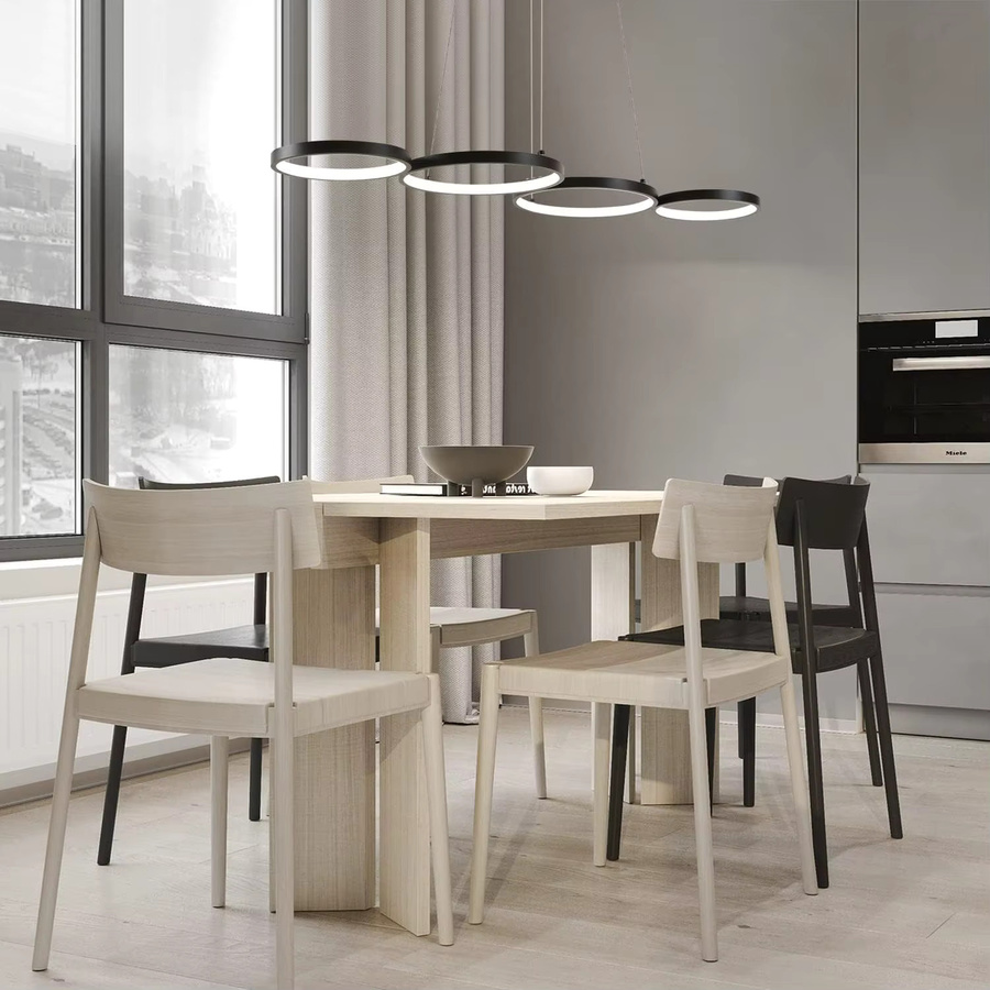 Dimmbare LED Pendellampe in Schwarz mit Fernbedienung und Höhenverstellbarkeit, moderne Ring-Hängelampe für Esszimmer, Wohnzimmer oder Büro, 54W - Bild 3