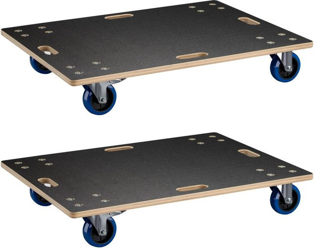 Wiltec 2er Set Transportroller aus Holz in Schwarz und Braun, B/T: 60 x 40 cm, Tragkraft 800 kg - Bild 1