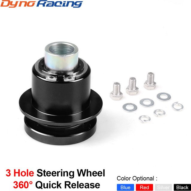 Dynoracing Quick Release Lenkrad Adapter aus Aluminiumlegierung mit 360 Grad Drehung in Silber oder Schwarz - Bild 1