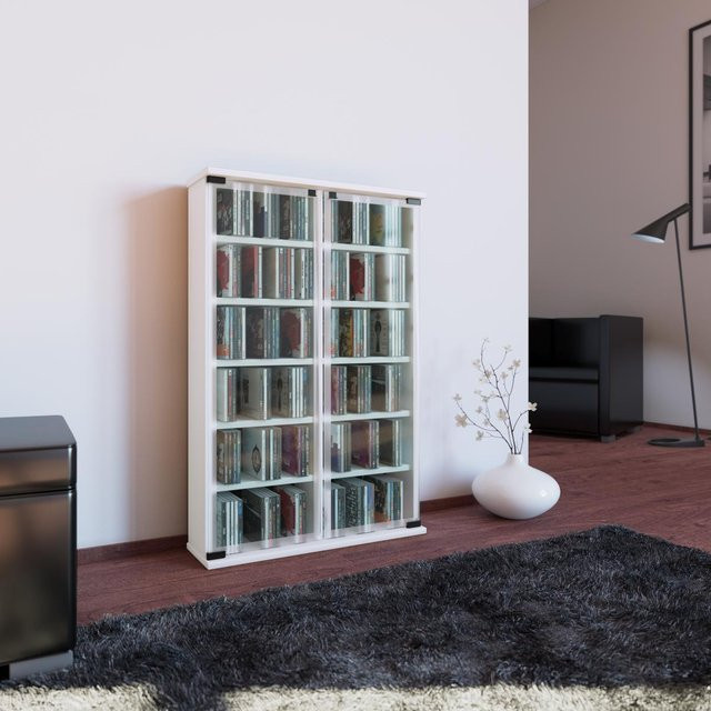 Sammelregal Galerie von VCM in Weiß mit Glastüren und ESG-Sicherheitsglas - Bild 1
