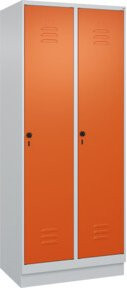 C+P Spind Classic PLUS Spind mit Sockel, 2 Abteile, Grau/Orange, H x B x T: 195 x 80 x 50 cm - Bild 1
