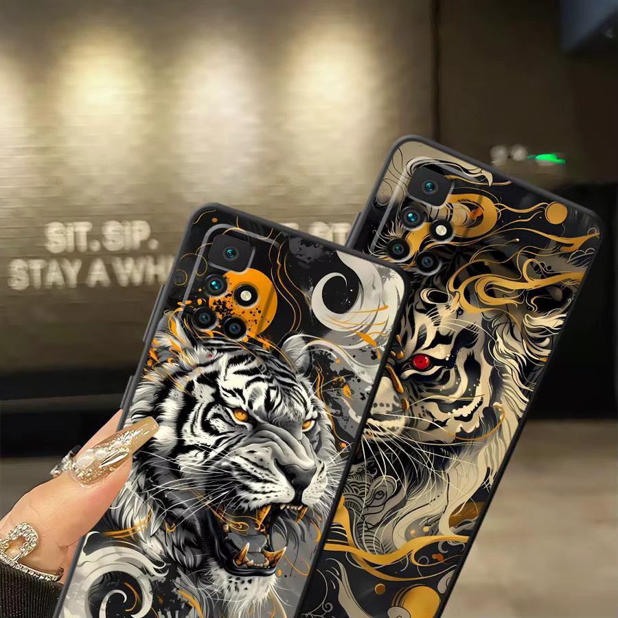 Luxus Handyhülle mit White Tiger Design für Xiaomi Redmi Serie in Schwarz - Bild 2