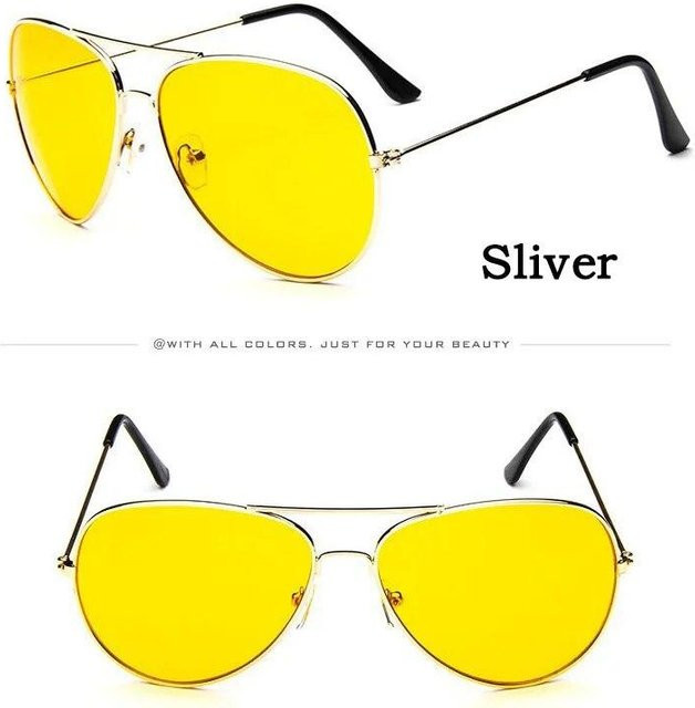 Wucifang Jewelry Sonnenbrille Aviator, Unisex, Vollrand, Stainless Steel, Yellow - Bild 1