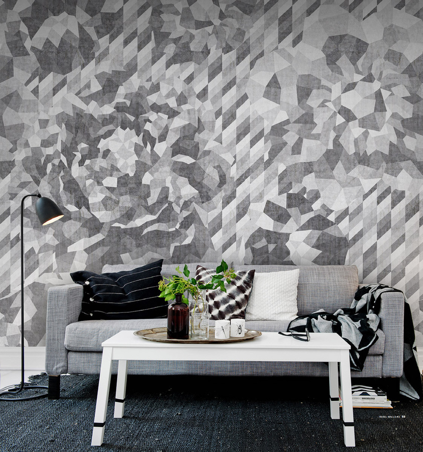 Rebel Walls Mural Concrete Roses Wandtattoo in Grau im modernen floralen Design - Bild 2