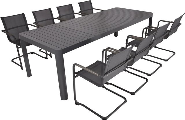 Garden Pleasure Gartenmöbel-Set Amira 9-teilig in Anthrazit aus Aluminium und Kunststoffgeflecht - Bild 1
