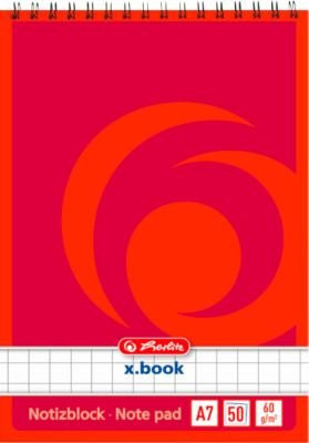 Herlitz x.book Spiralnotizblock A7, 50 Blatt, kariert, weiß, 10 Stück - Bild 1