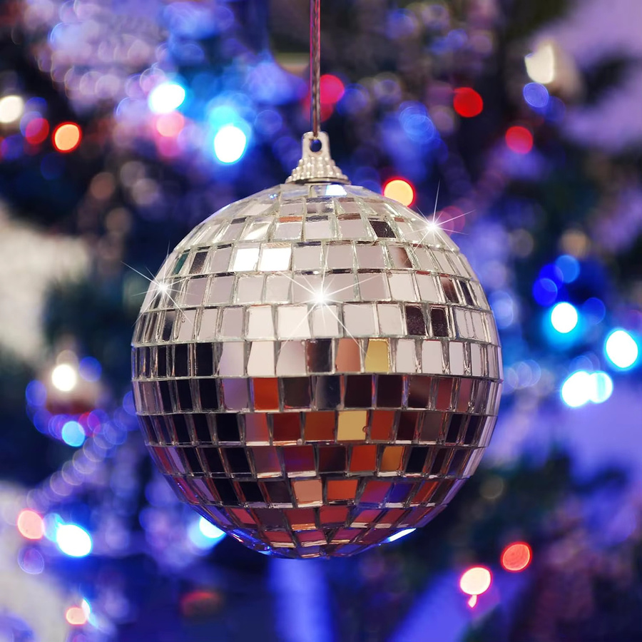 EsenTroye Disco-Spiegelkugel aus Glas in Silber zum Aufhängen für Party, Hochzeit und Dekoration - Bild 3