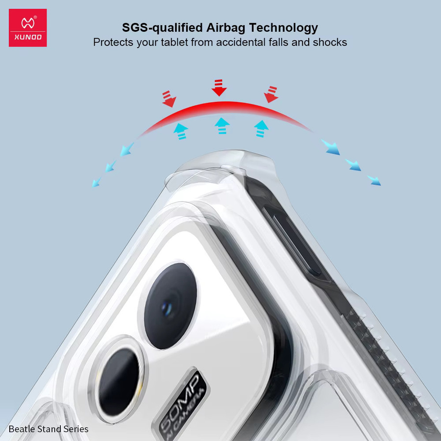Xundd Schutzhülle für Xiaomi Pad 8 und Pad 8 Pro 11,2 Zoll, stoßfest mit Airbag-Schutz und magnetischer Halterung, Schwarz/Transparent - Bild 2